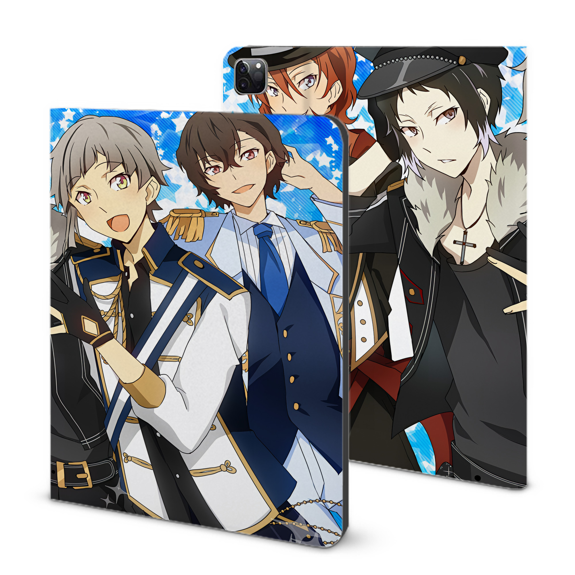 （画像用） 文豪ストレイドッグス Bungo Stray Dogs IPad ケース ブック型 PUレザー TPU 耐衝撃 軽量 薄型 ペン収納なし 全面保護 IPad 各モデル対応